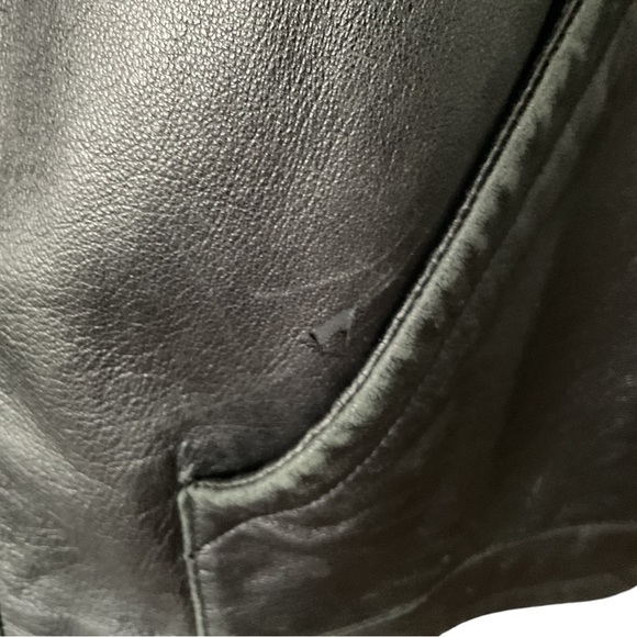 Concept Black Leather Vintage Bomber Jacket Coat Hood S‎ Women Biker Y2K - Picture 11 of 15